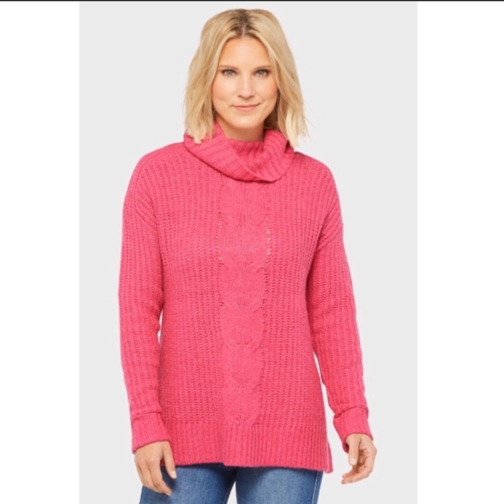 Evereve Allison Joy Turtleneck Sweater- hot pink.